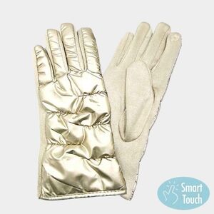Gold Smart Touch Puffer Gloves Winter Fashion Accessories Trendy